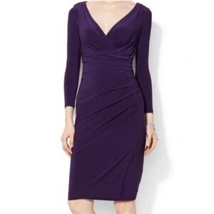 LAUREN RALPH LAUREN Side Ruched Sheath Dress - Purple Size 2